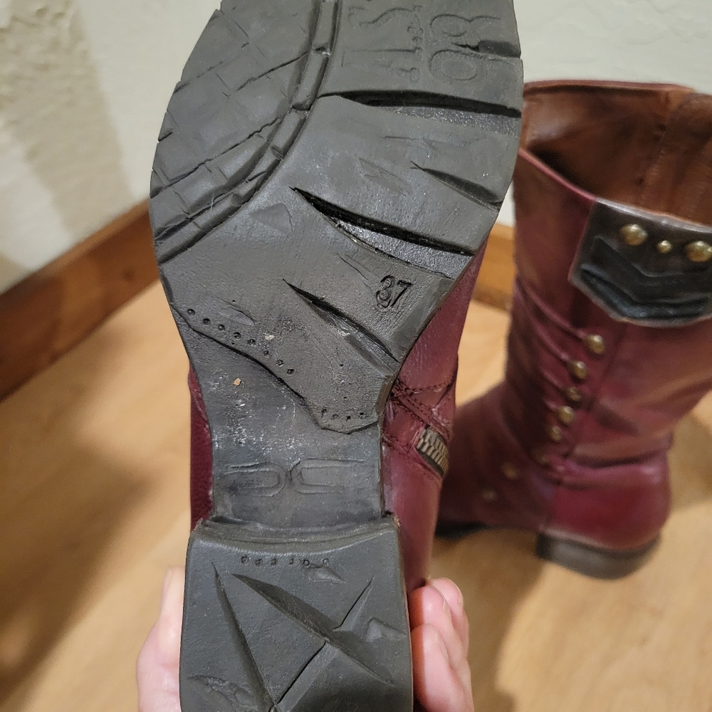 Rare A.S.98 Women's Burgundy Leather Mid Calf Boots 37 - Picture 7 of 7
